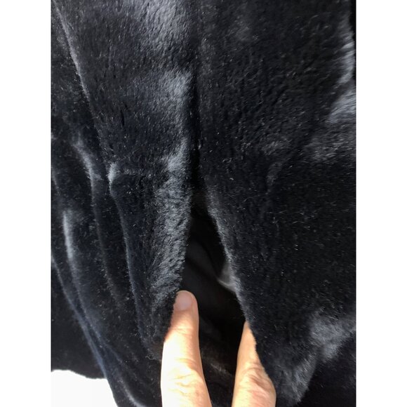 Vintage 90s Hillmoor NY Black Faux Fur Coat Zip Size L/XL RD10707 Teddy EUC USA - Picture 10 of 10